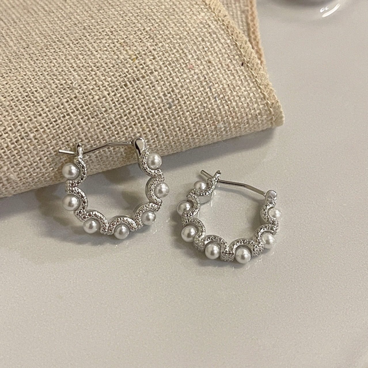 Pearl Tassel Hoop Earrings - view 3