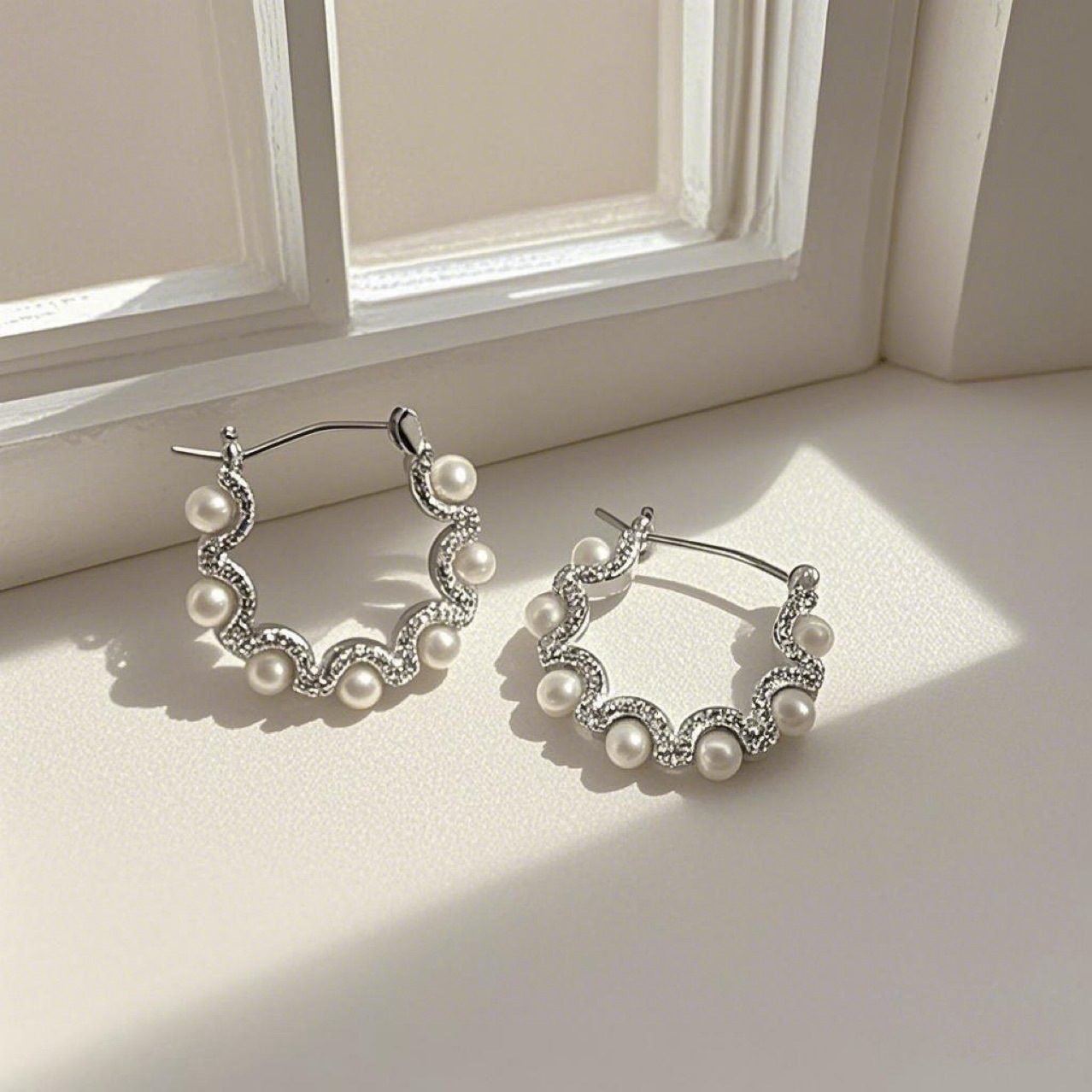 Pearl Tassel Hoop Earrings - view 5