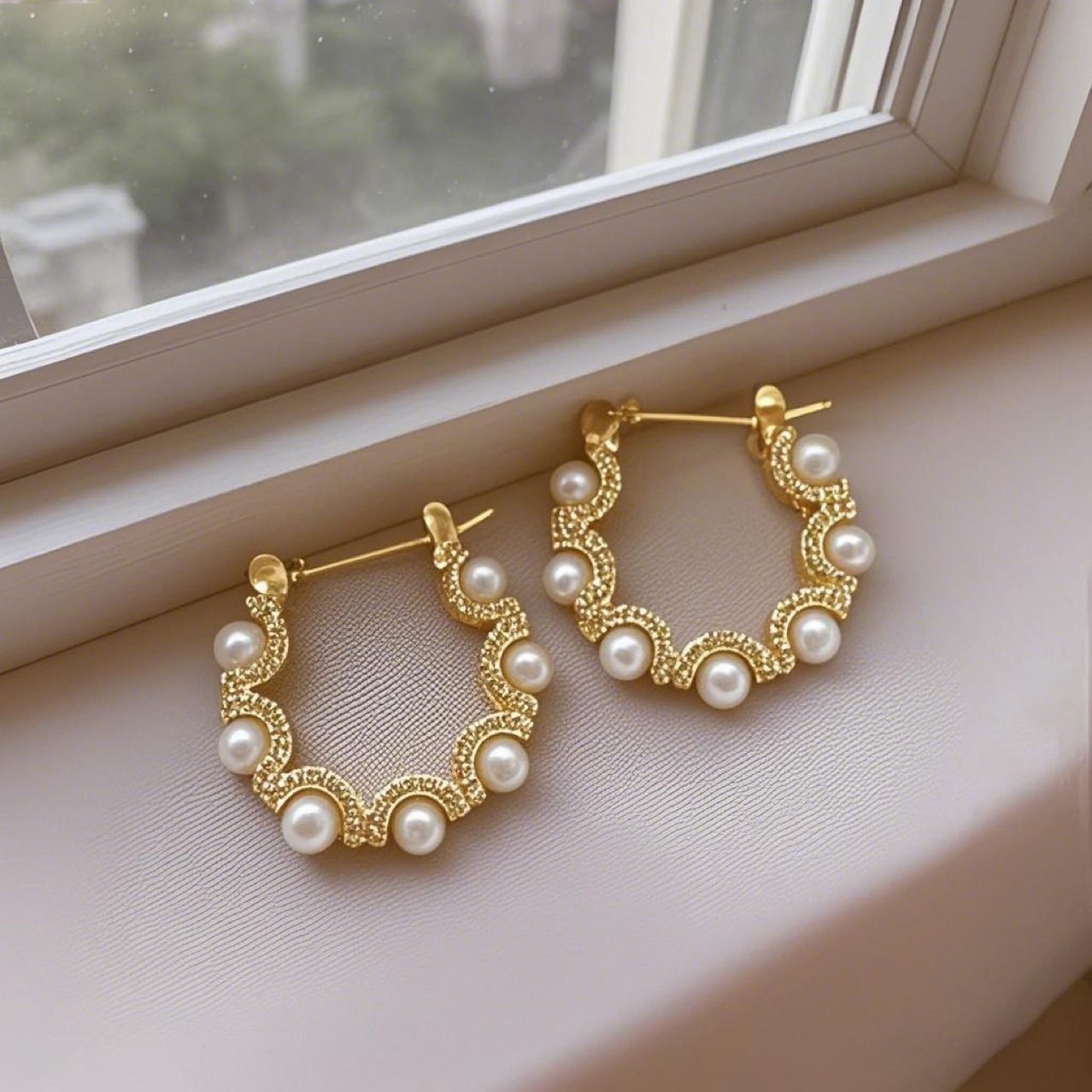 Pearl Tassel Hoop Earrings - view 6
