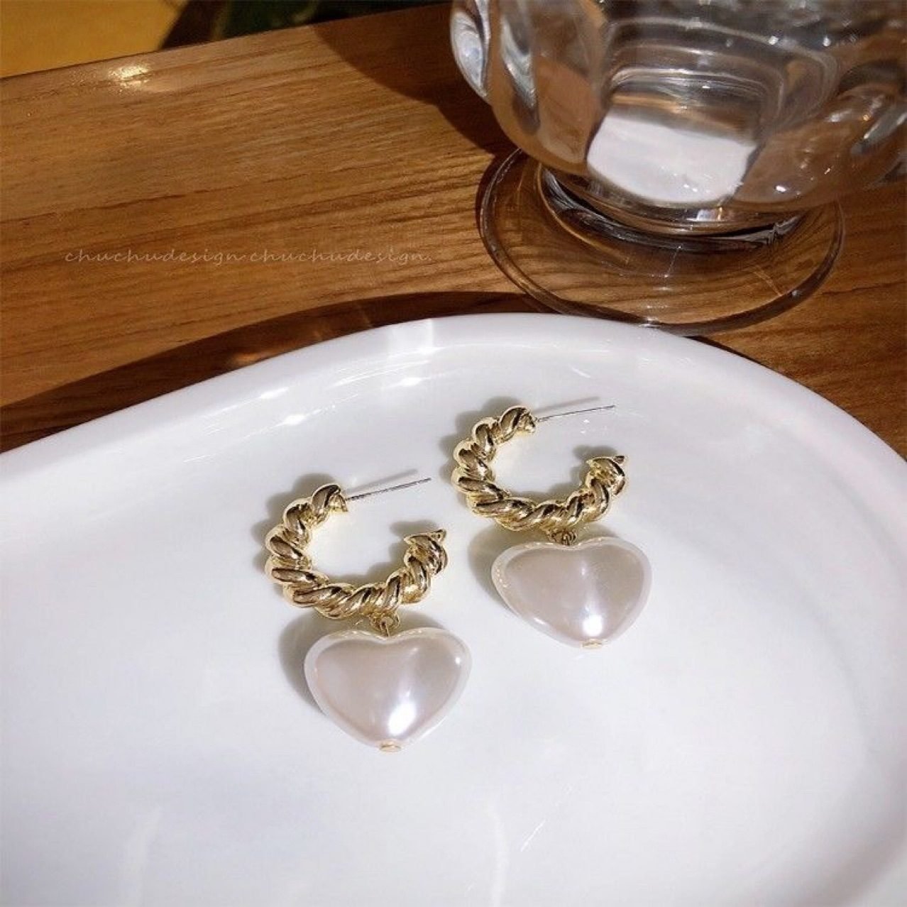Pearl Heart Stud Earrings No. 331 - view 3
