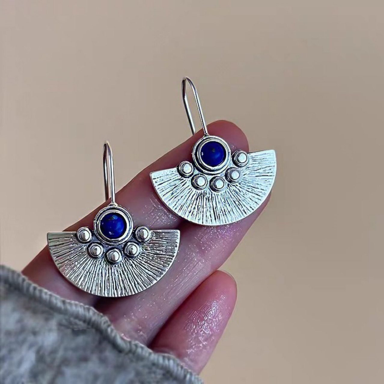 Lapis Vintage Earrings - view 3