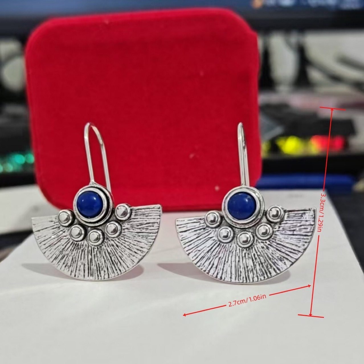 Lapis Vintage Earrings - view 4