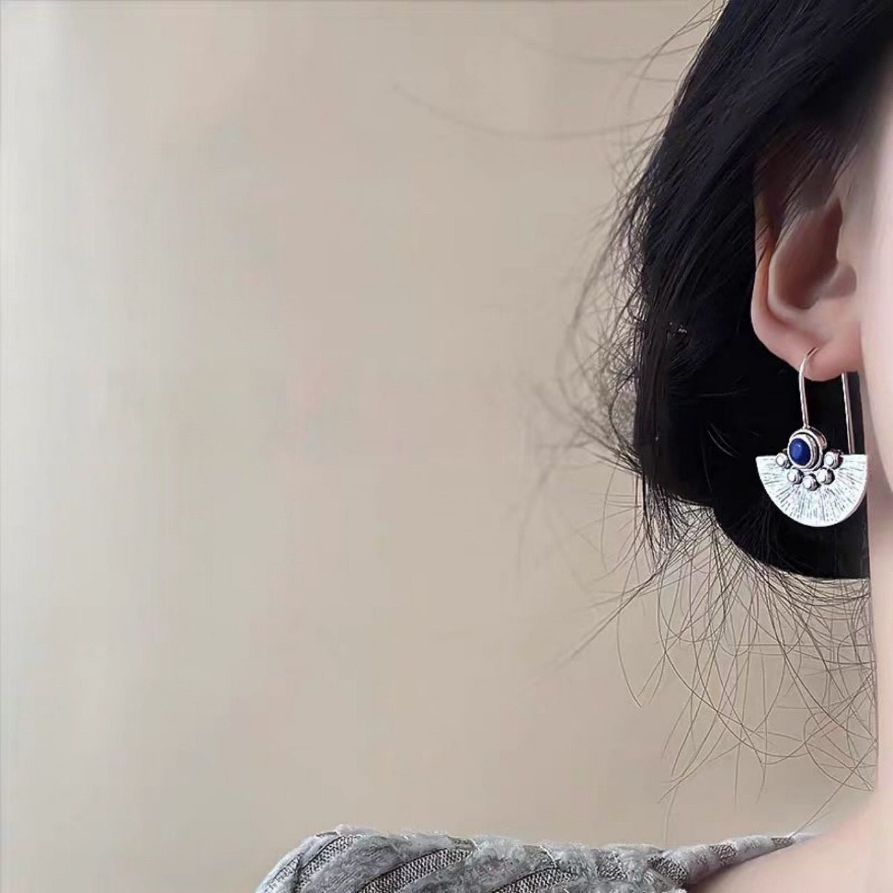 Lapis Vintage Earrings - view 5
