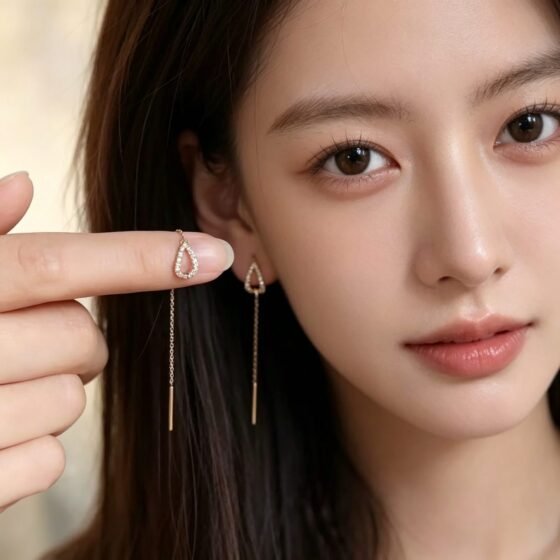 Dewdrop Crystal Threader Earrings - view 1