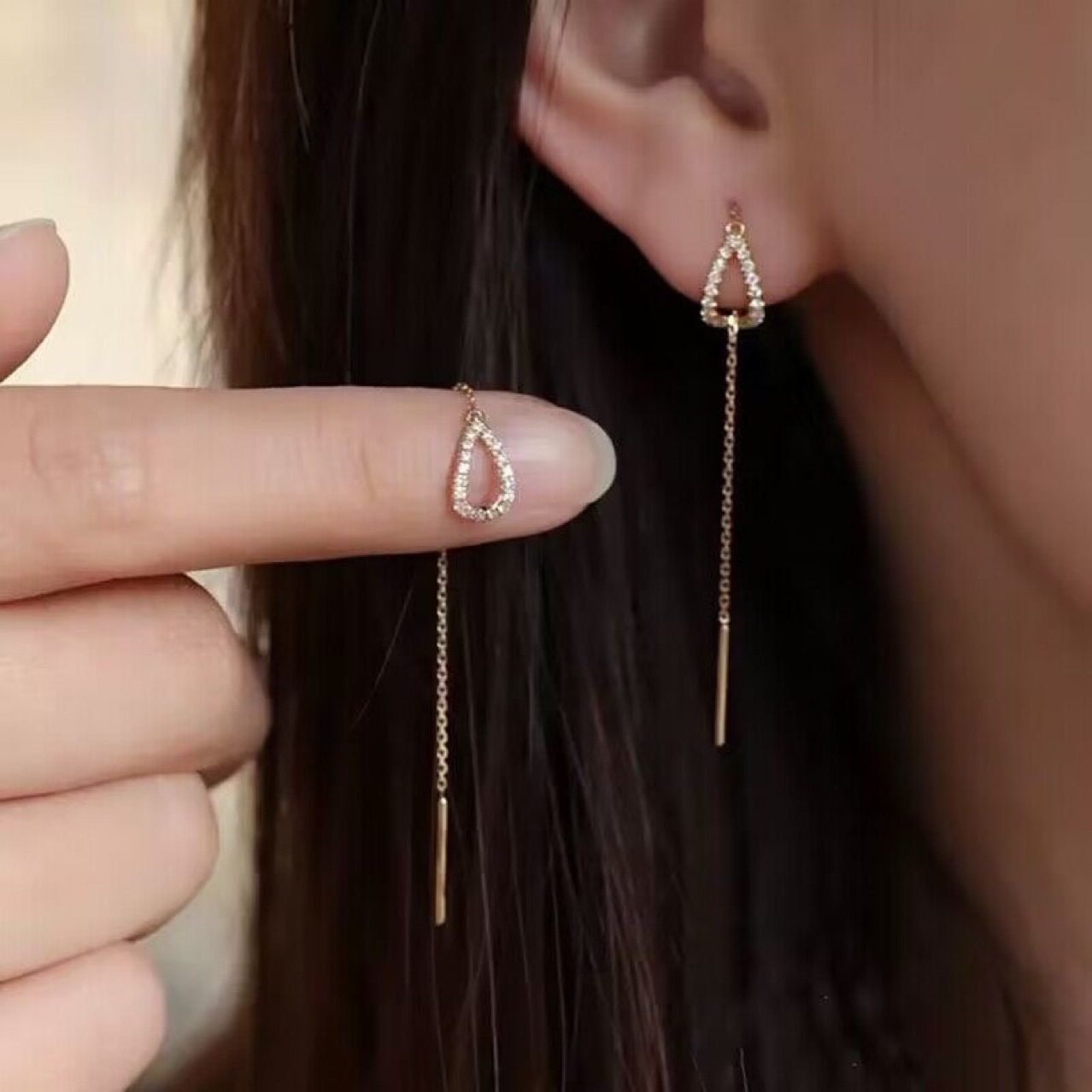 Dewdrop Crystal Threader Earrings - view 2