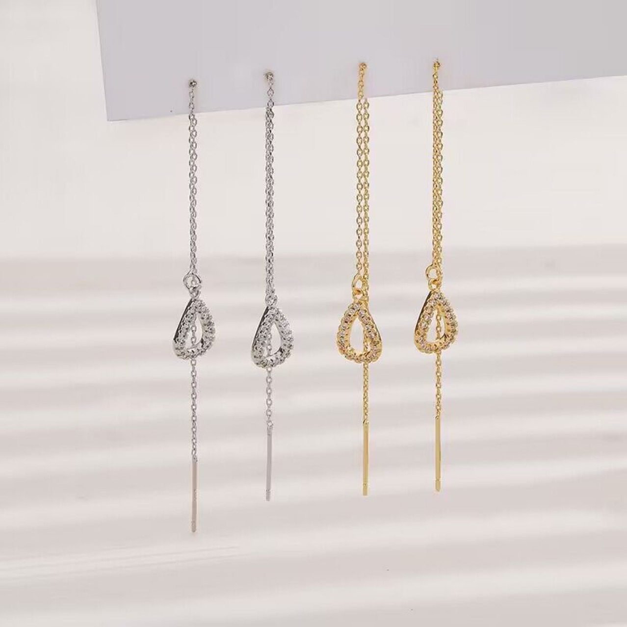 Dewdrop Crystal Threader Earrings - view 5