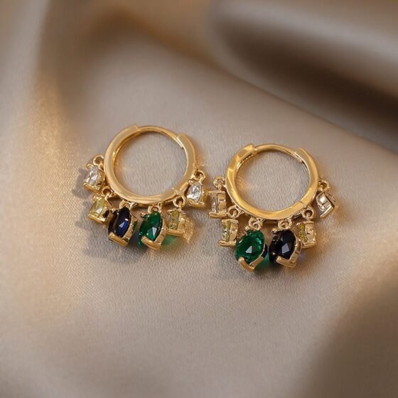 Crystal Sculptural Hoop Earrings - view 1