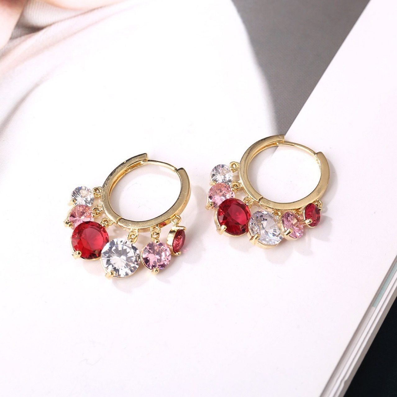 Crystal Sculptural Hoop Earrings - view 2