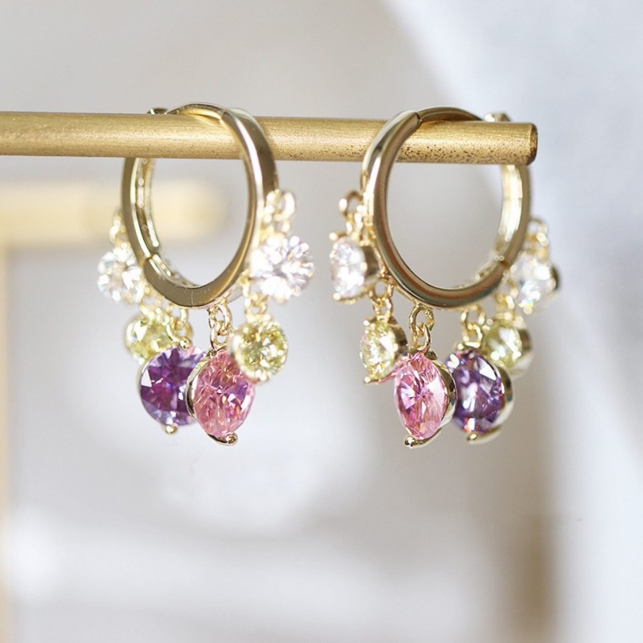 Crystal Sculptural Hoop Earrings - view 3