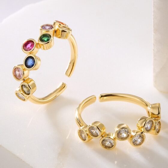 Crystal Colorful Adjustable Ring - view 1