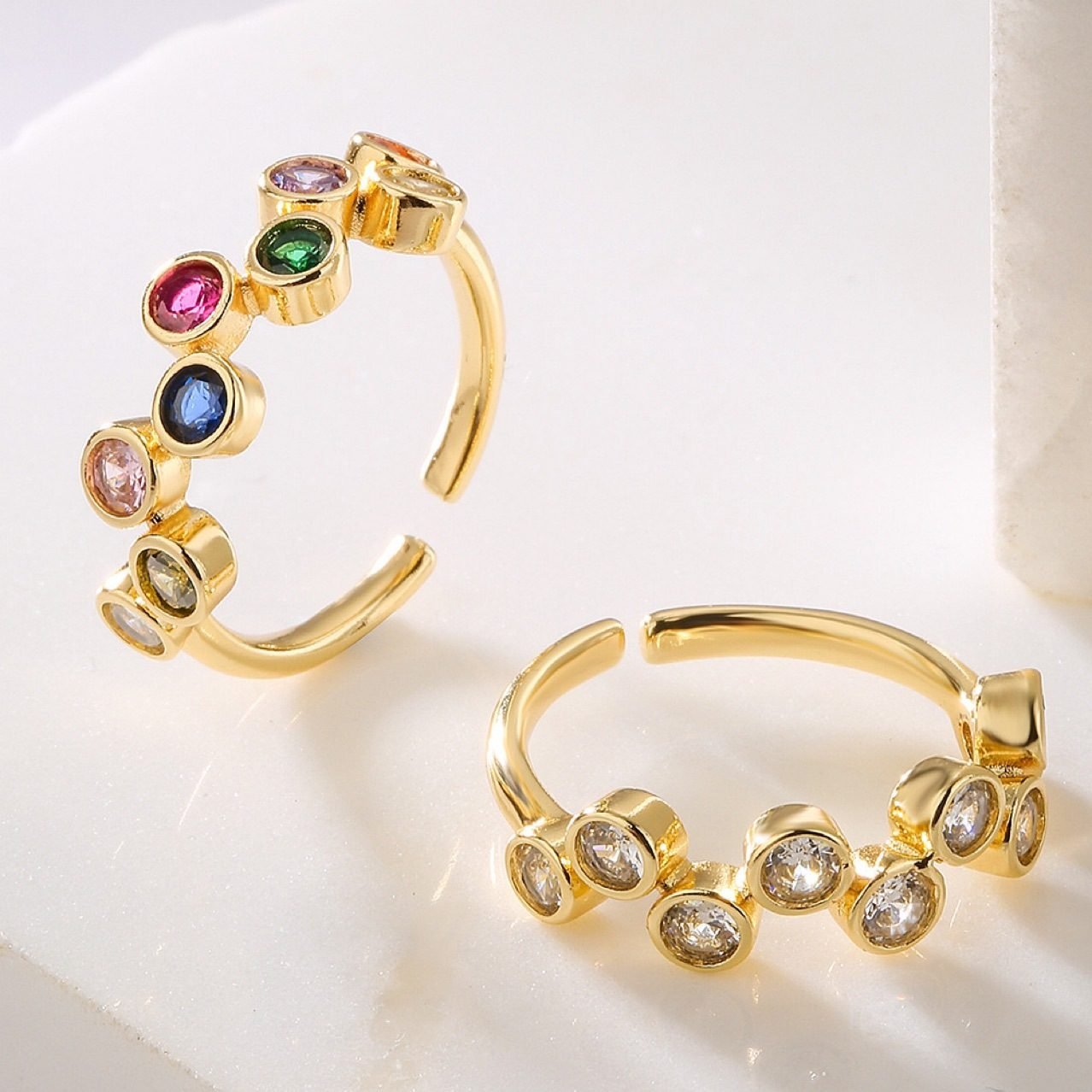 Crystal Colorful Adjustable Ring - view 1