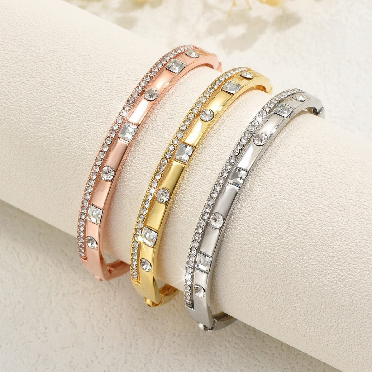 Crystal Sculptural Bangle - view 2