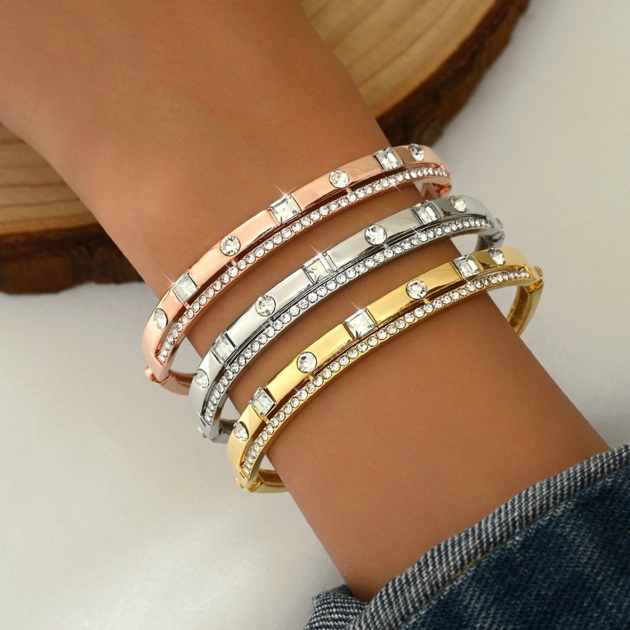 Crystal Sculptural Bangle - view 3