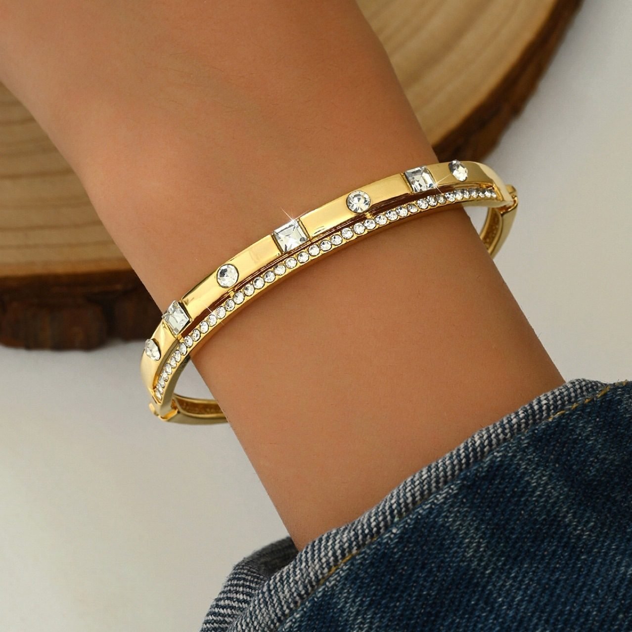 Crystal Sculptural Bangle - view 7