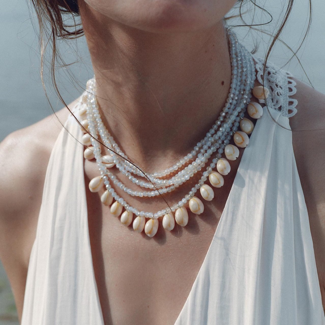 Shell Crystal Layered Necklace - view 2