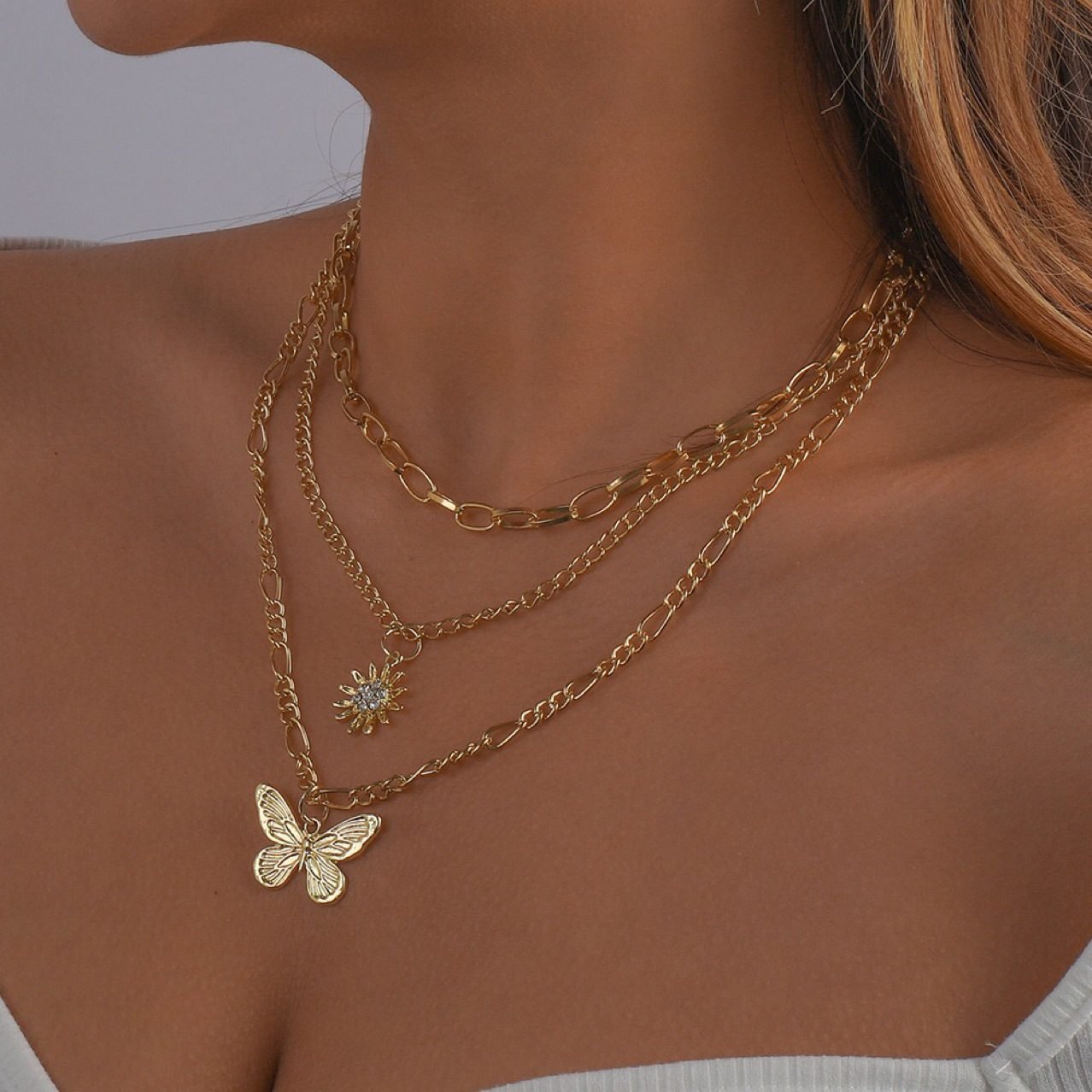 Butterfly Heart Layered Necklace - view 6