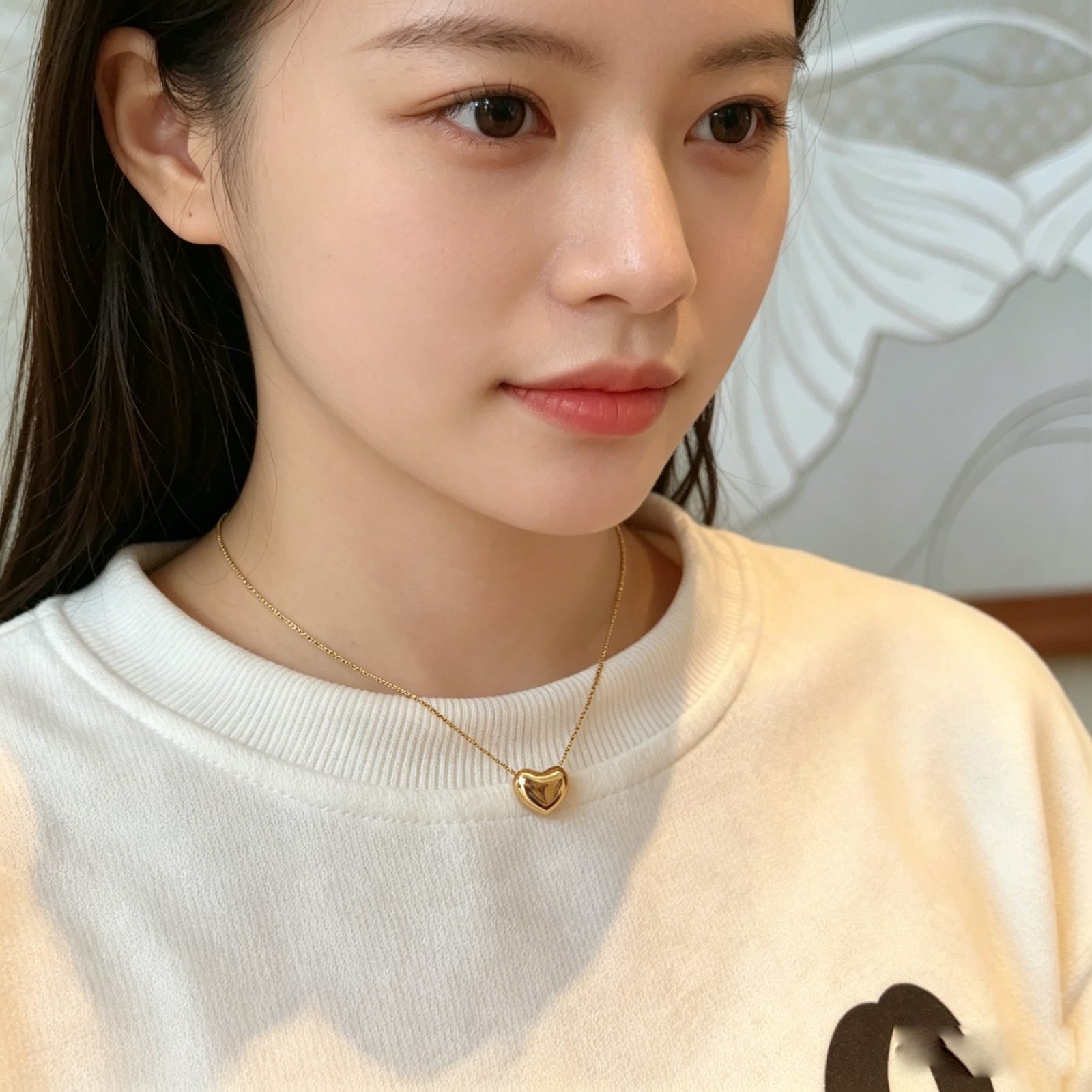 Heart Dewdrop Pendant Necklace - view 1