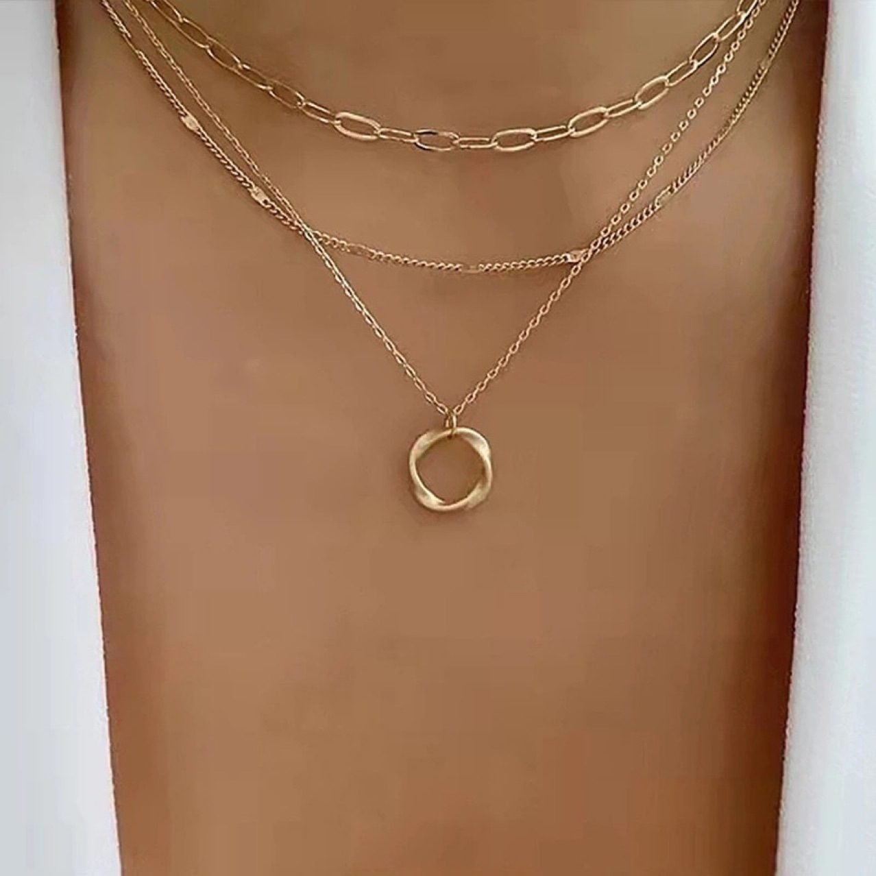 Chain Hoop Pendant Necklace - view 2