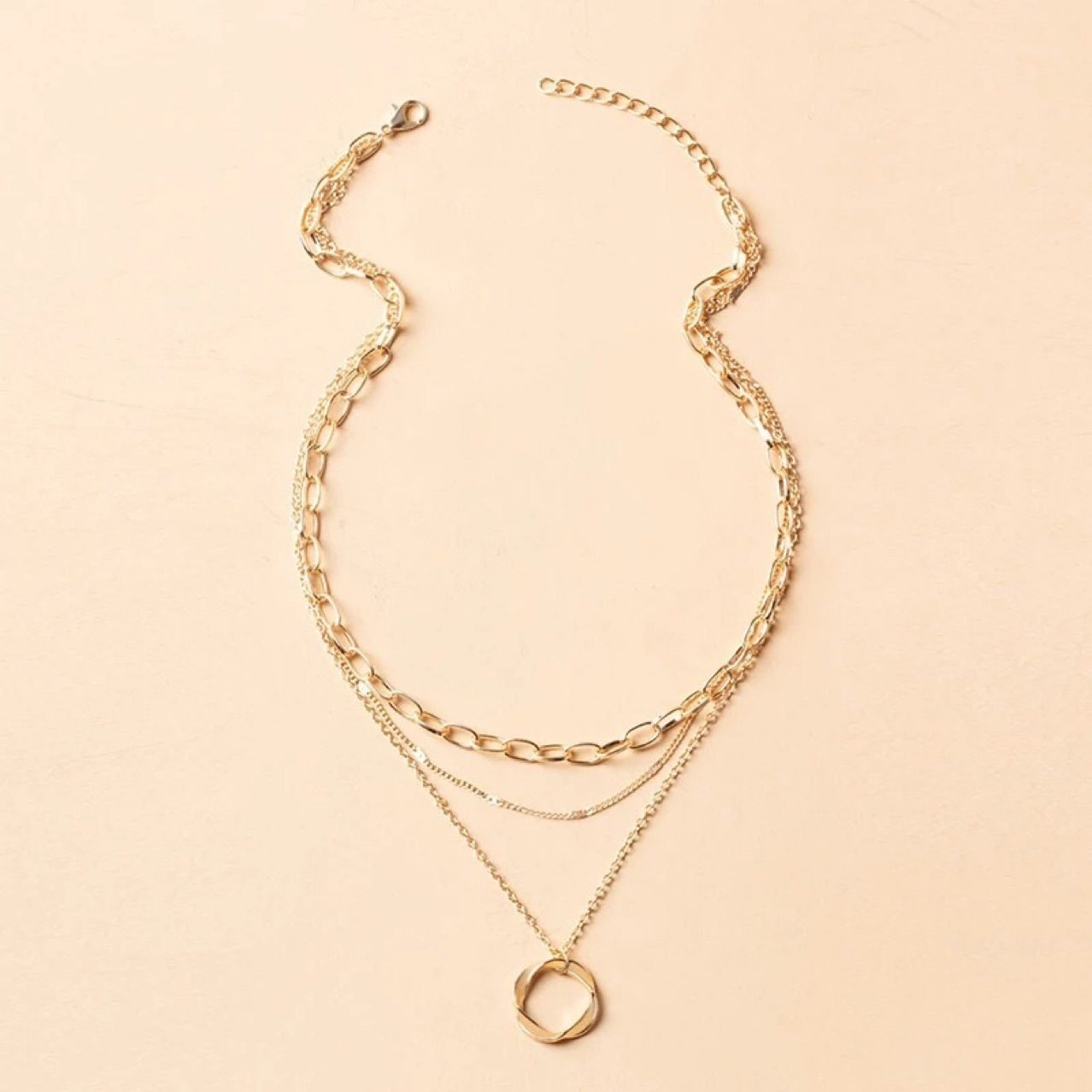 Chain Hoop Pendant Necklace - view 3