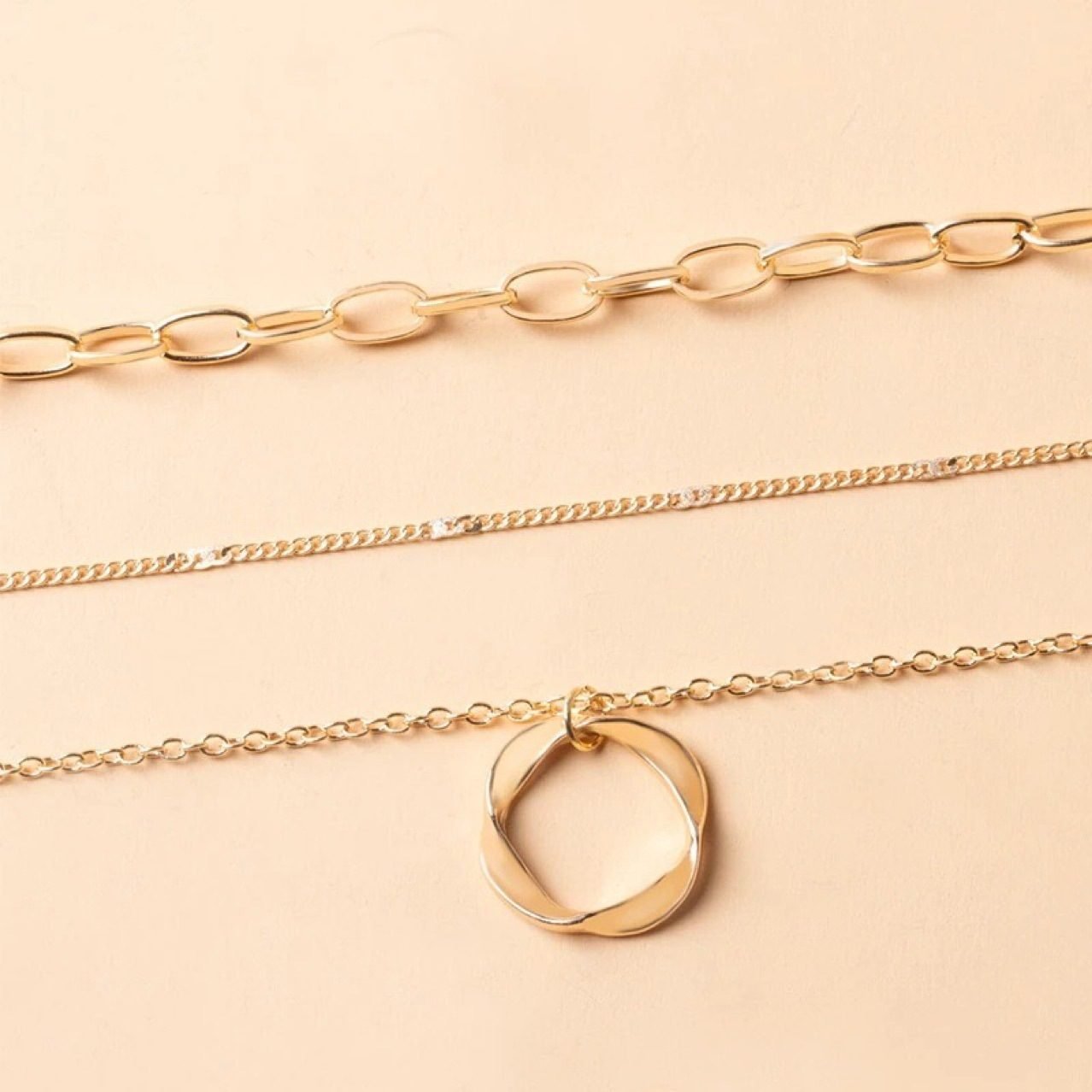 Chain Hoop Pendant Necklace - view 4