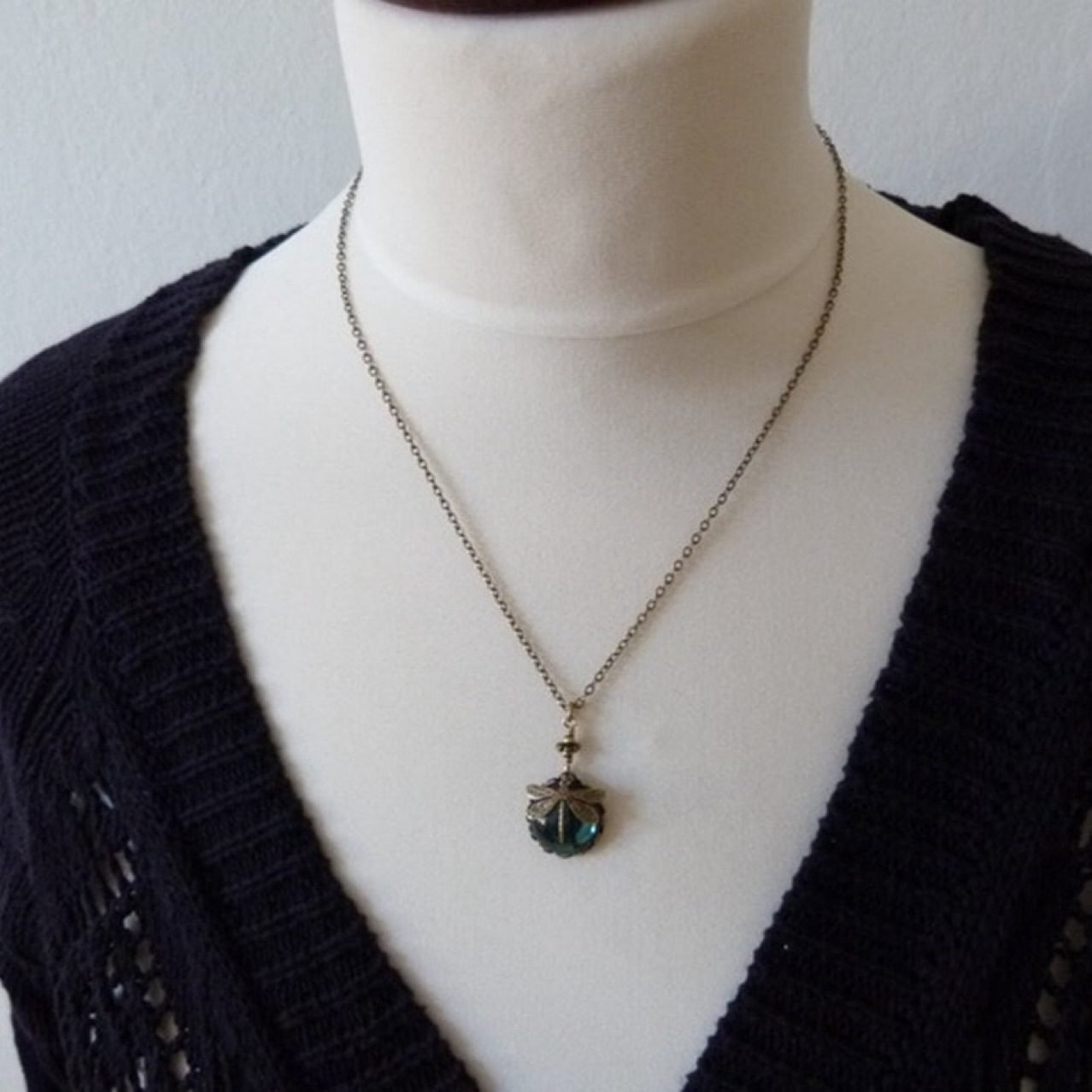 Dragonfly Crystal Pendant Necklace - view 3
