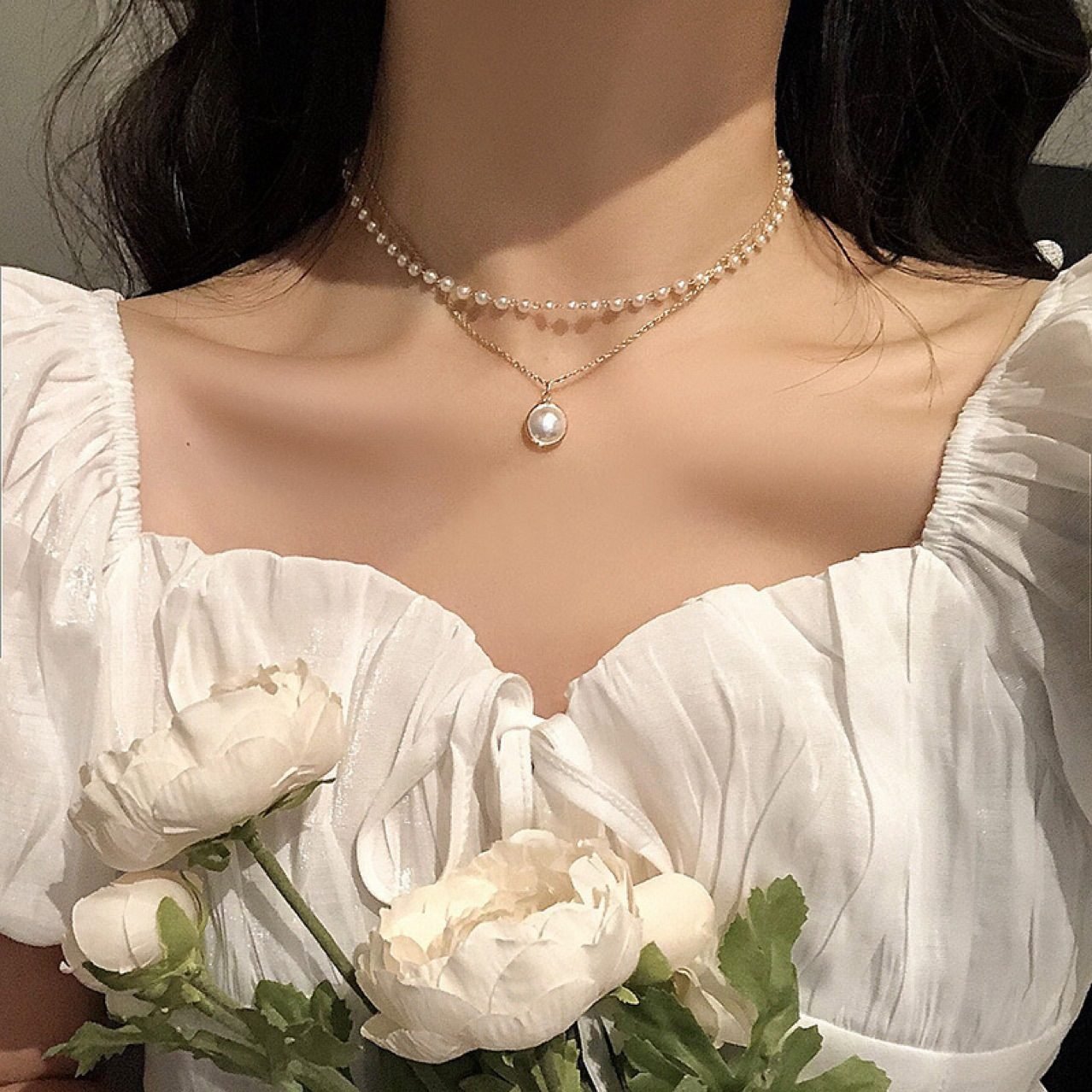 Pearl Vintage Layered Necklace - view 2
