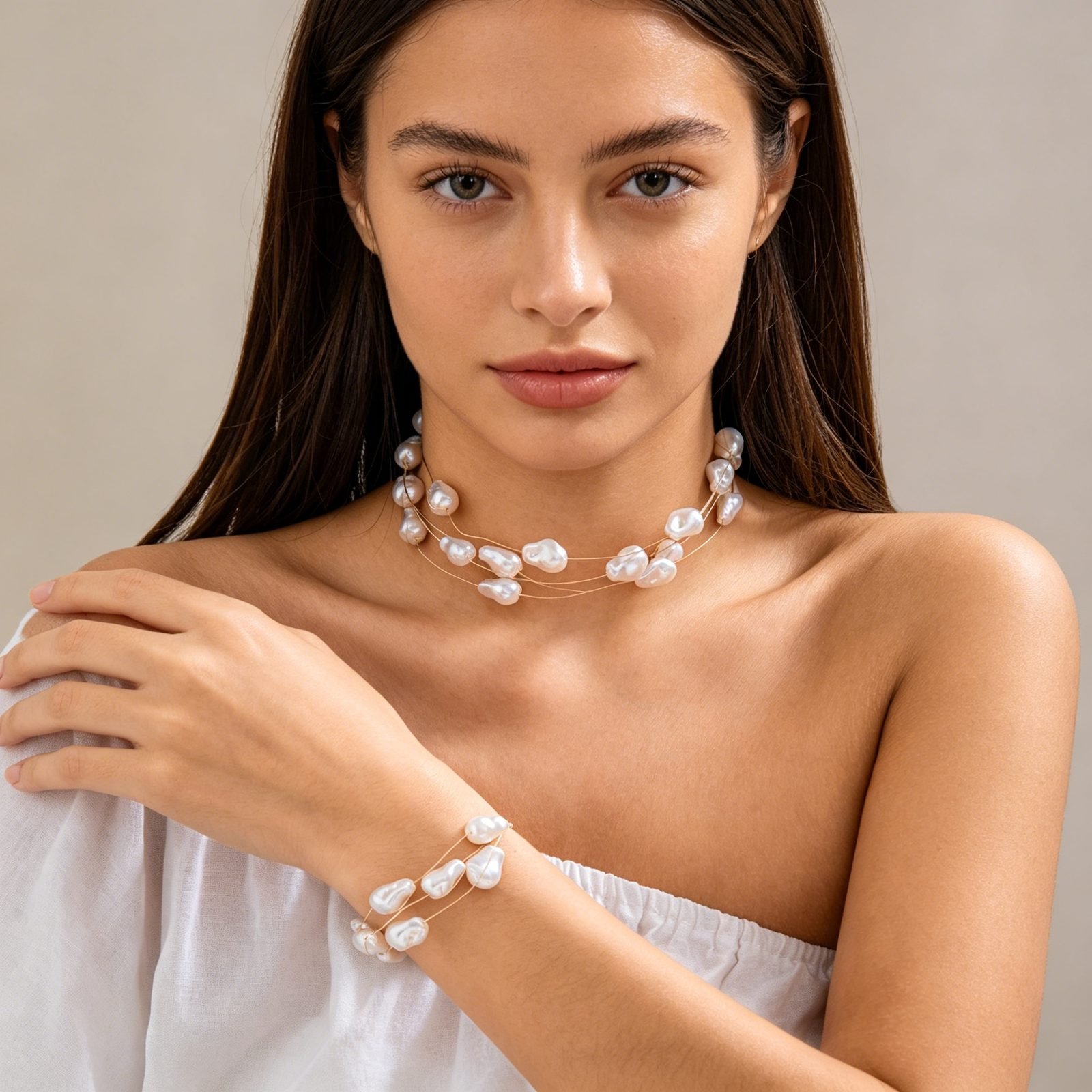 Pearl Baroque Beaded Necklace - view 1