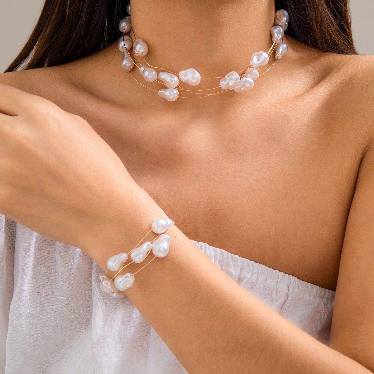 Pearl Baroque Beaded Necklace - view 2