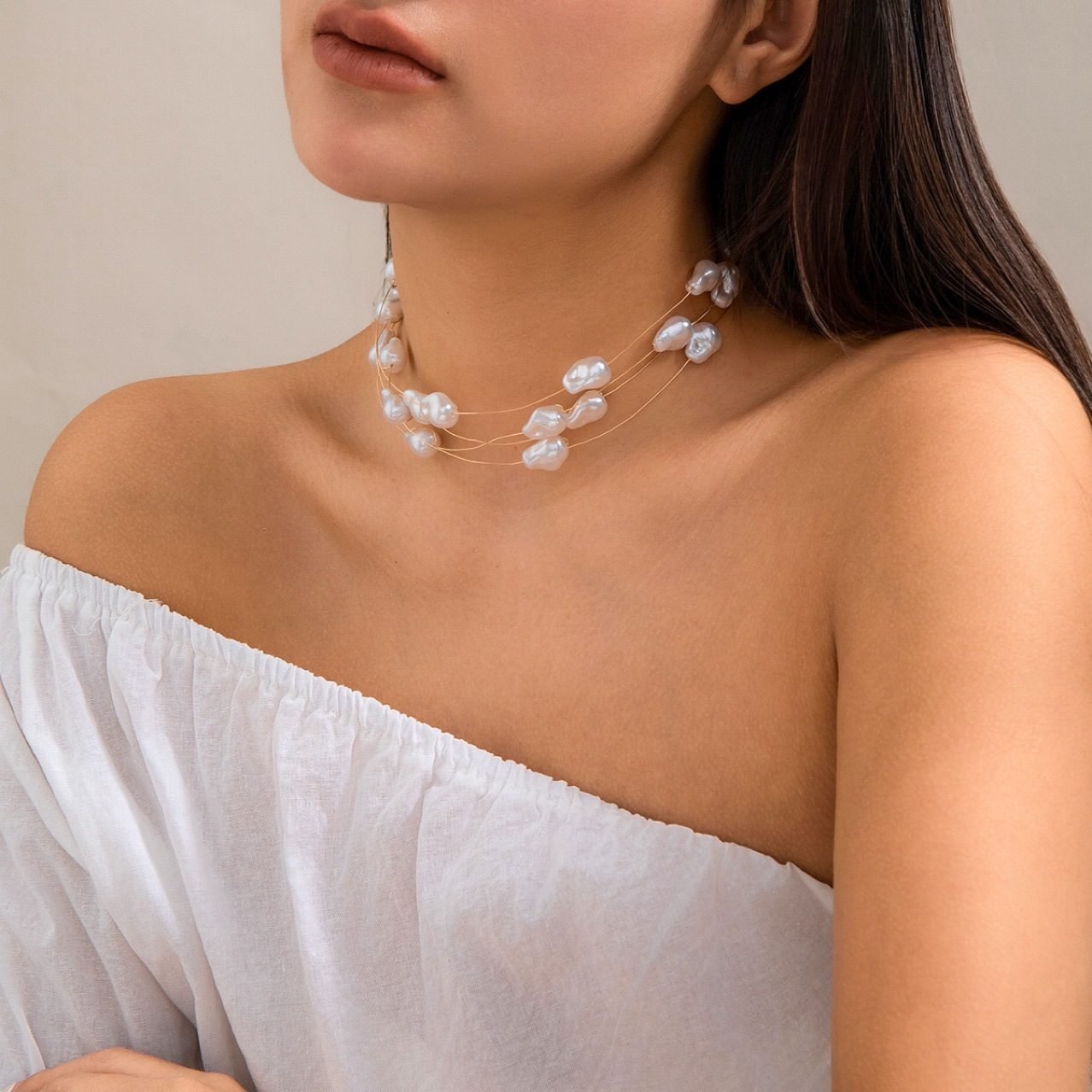Pearl Baroque Beaded Necklace - view 5